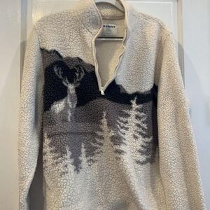 Old Navy Men's Cream and Gray Zip-Up Sweater